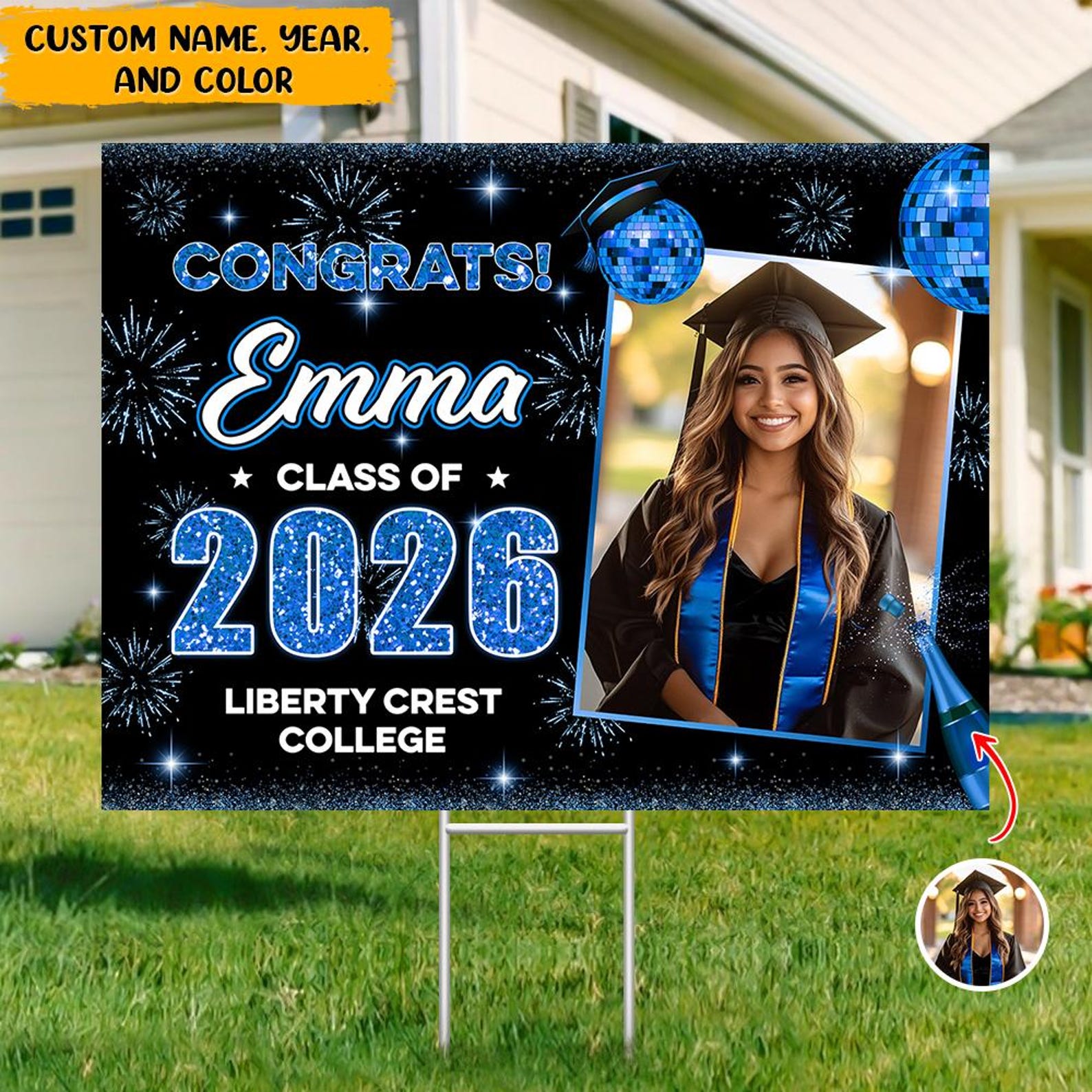Graduation Lawn Sign Custom Photo, Personalized Grad Yard Sign ...