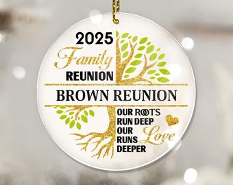 Custom Family Reunion Ornament, Personalized Family Tree Gift, Our Roots Run Deep, Acrylic Ornament, Unique Family Keepsake