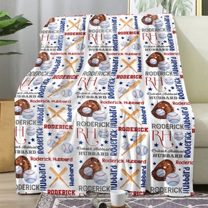 Baseball Baby Custom Name Blanket Baseball Blanket Sports Base Ball Personalized Baby Blanket Personalized Baby Name Blanket