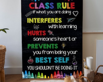 Class Rules If What You Are Doing Interferes With Learning Canvas, Classroom Rules Canvas, Classroom Wall Decor, Gift for Teacher