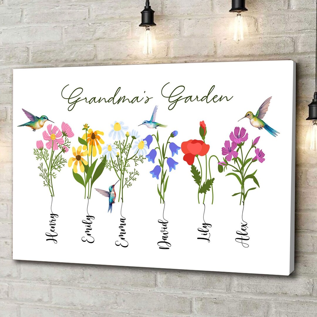Grandma's Garden Personalized Canvas With Grandkid's Names, Custom Wall ...