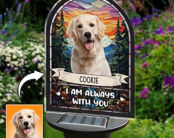 Custom Photo Loss of Pet  Solar Light, I'm Always With You Gift,  Personalized Dog Cat Photo Solar Light, Remembrance Gifts, Loving Memory