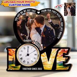 Custom 3D Family Clock Frame – Personalized Name & Photo Gift, Forever and Always Keepsake, Unique Home Decor Gift for Couples or Family