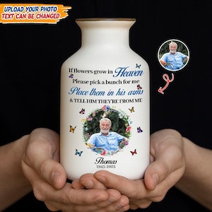 Personalized Memorial Vase with Photo, Custom Remembrance Flower Vase, Sympathy Gift, In Memory of Loved One Keepsake