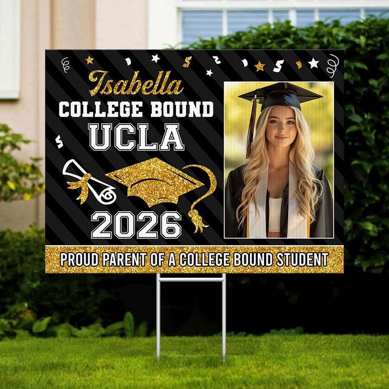 College Bound Yard Sign 2026, Personalized Graduation Lawn Sign With ...