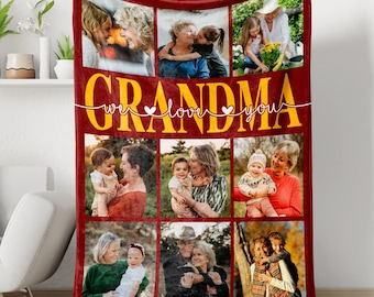 We Love You Grandma Photos Custom Fleece Sherpa Blanket, Blanket With Picture, Gift For Grandma, Mother's day gift
