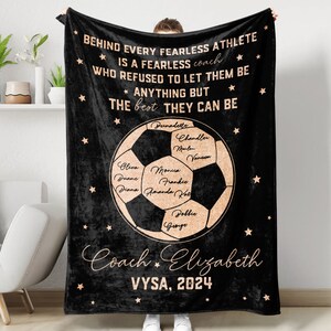 Thank You Soccer Coach Blanket, Soft Cozy Sherpa Fleece Throw Blankets for Soccer Coach, Gift for Men Women, Birthday Gift