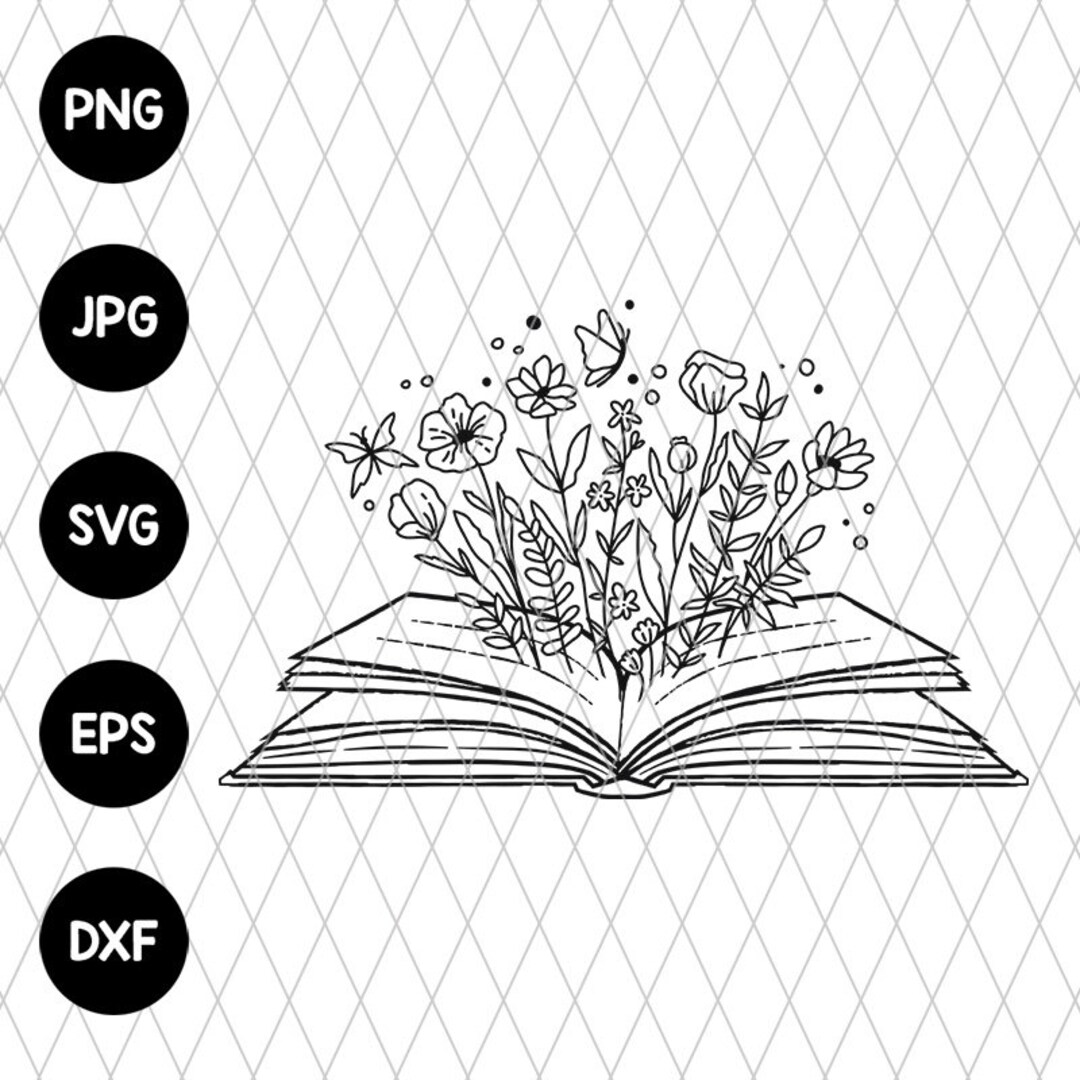 Floral Book Svg File Svg Files for Cricut 24oz Venti Cold Etsy