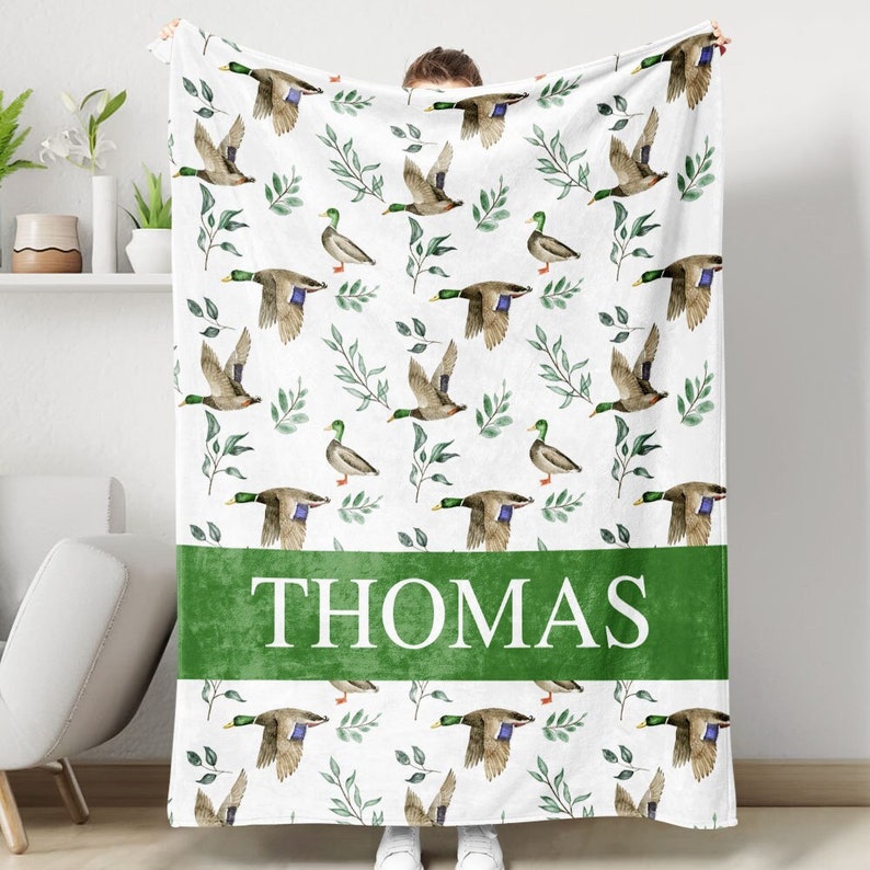 Mallard Duck Personalized Baby Blanket, Fleece Sherpa Baby Blanket Gift ...