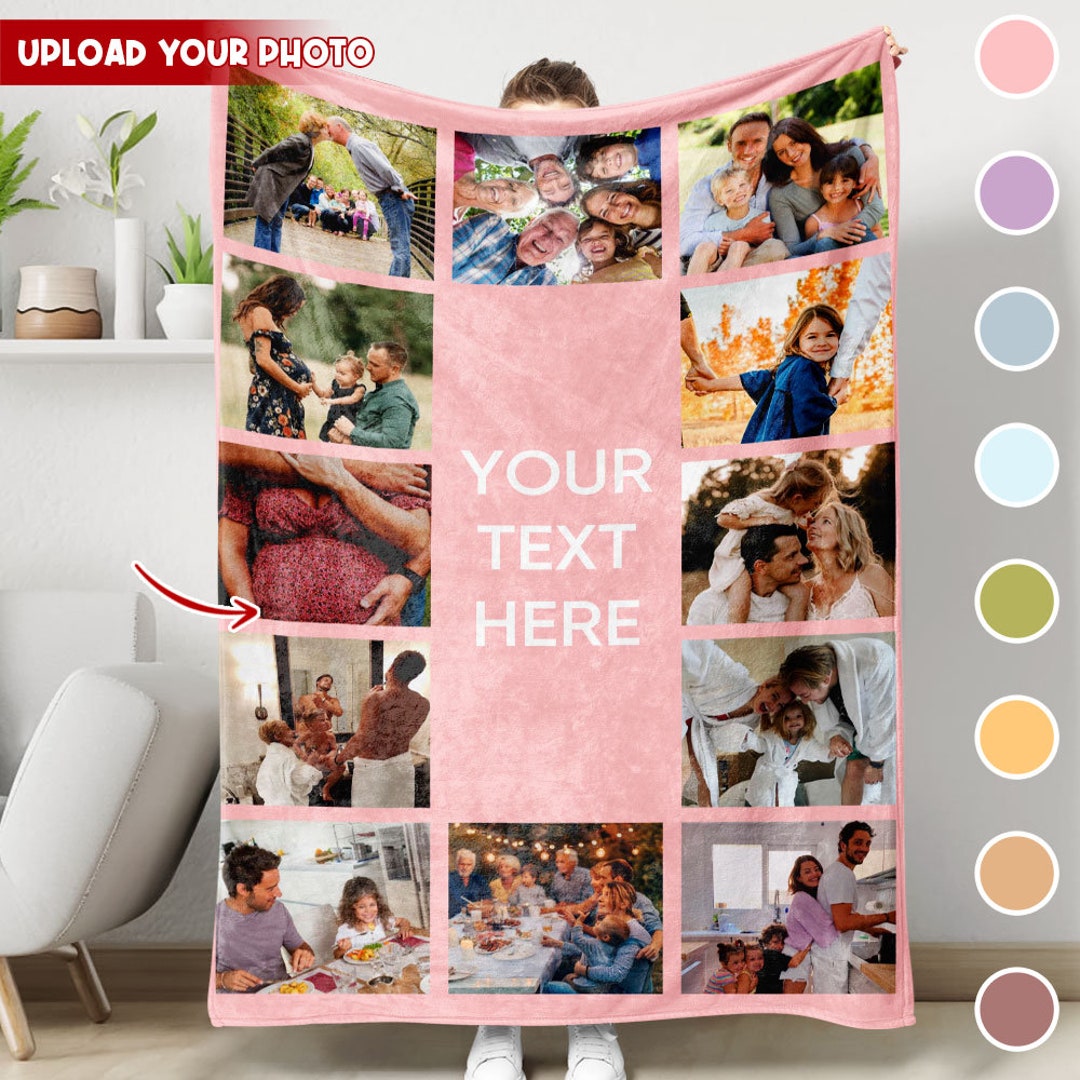 Custom Photo Collage Blanket, Multi Color Blanket,family Photo Collage