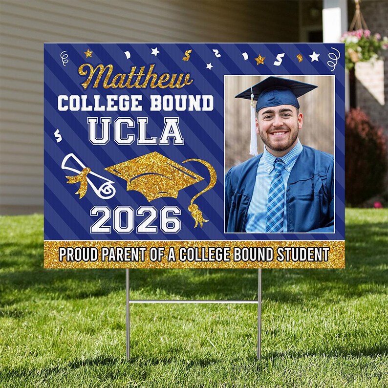 College Bound Yard Sign 2026, Personalized Graduation Lawn Sign With ...