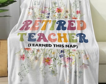 Teacher Retirement Gift Blanket, Floral Sherpa Throw Blanket for Retiring Teacher from Coworkers, Cute Retired Gift for Her, Teacher Gift