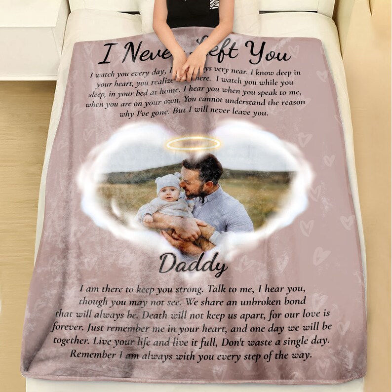 Personalized I Never Left You Memorial Blanket, Memorial Photo Blanket, Loss Of Loved One Blanket Gifs, Sympathy Blanket, In Heaven Blanket image 4