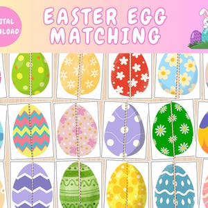 Easter Egg Match, Preschool Worksheets, Printable Easter Activity, Homeschool, Toddler Printable, Easter Activity, Easter Craft, Preschool