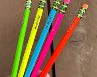 personalized pencils for back to school, TICONDEROGA neon