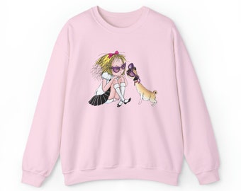 Cartoon Eloise at the Plaza Sweatshirt with her dog - Eloise Illustration - Cozy Nostalgia - Perfect Gift for Fans of the Beloved Character