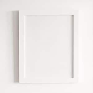 May include: A rectangular picture frame with a clean, solid white finish. The frame features a flat, smooth border surrounding a central white mat board, creating a simple and uniform appearance for displaying artwork or photographs.