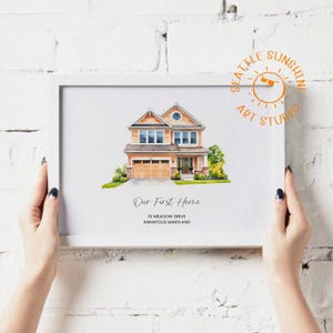 Custom House Portrait in Watercolor Style Personalized Housewarming Gift First Home Gift Realtor Closing Gift Home Portrait House Painting