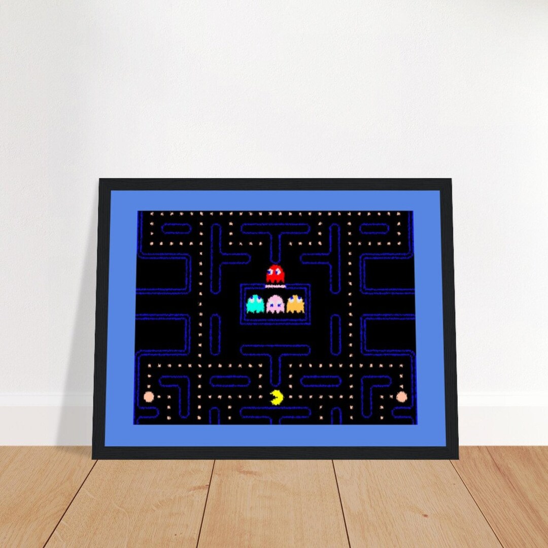Pac Man Framed Retro Game Art - Etsy