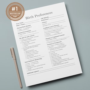 Birth Plan Printable Template for Labor and Delivery Plan Natural Birth Planner for C-Section Birth Preferences Hospital for Cesarean Labour