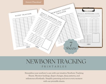 Newborn Tracking Printable Bundle Infant Tracker for New Mom Newborn Tracker Digital Download Baby Shower Gift for Caregiver Logs for Infant