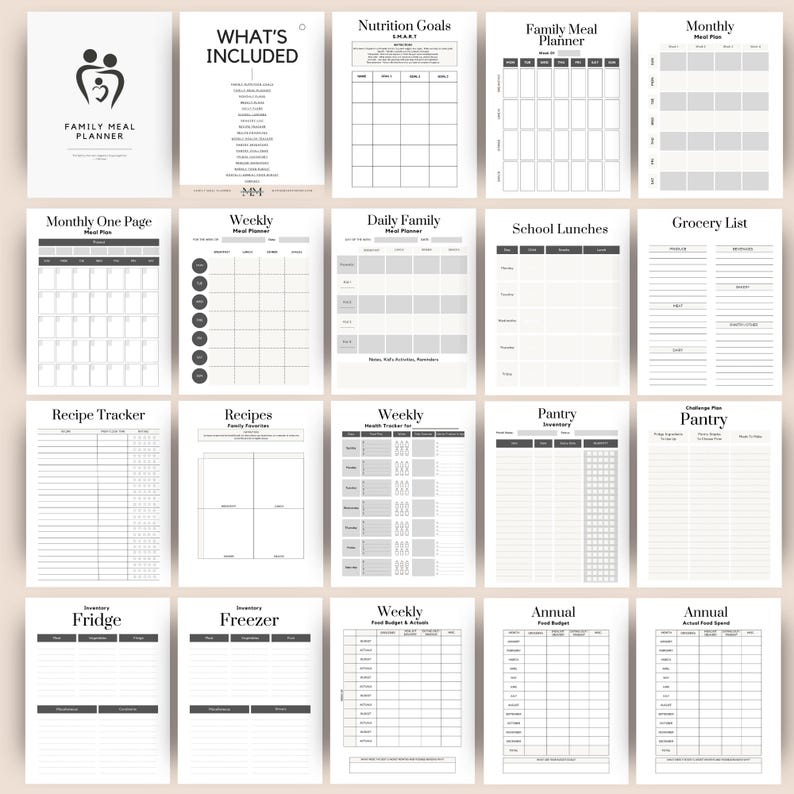 Printable Meal Planner Weekly Food Calendar Template Grocery List ...