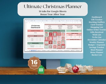 Digital Christmas Planner Holiday Budget Gift Tracker Google Sheet Template Organizer Shopping List Family Expense Tracking Tool Instant