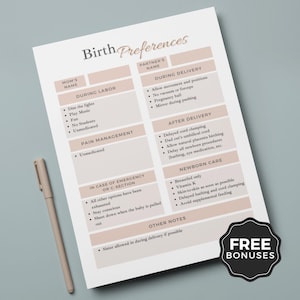 Editable Birth Plan Template, Natural Cesarean Preferences (Digital Download)