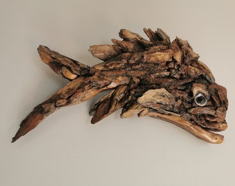 driftwood sculptured fish