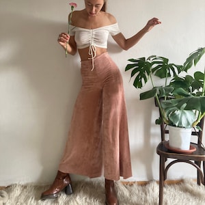 Handgemachte Öko Tex Samt Palazzo-Hose, dehnbare Schlaghose verhindert weites Bein, Yogahose tanzen Festivalhose