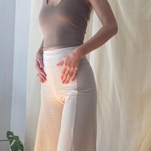 Handgemachte Baumwoll-Jersey Palazzo Hose: Umschlag Taille, Weites Bein image 2