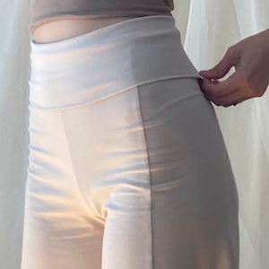 Handgemachte Baumwoll-Jersey Palazzo Hose: Umschlag Taille, Weites Bein image 4