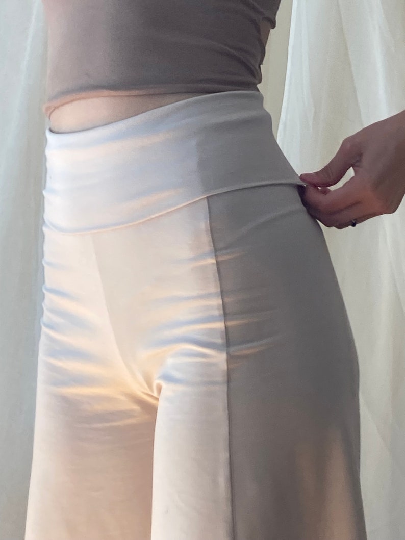 Handgemachte Baumwoll-Jersey Palazzo Hose: Umschlag Taille, Weites Bein image 4