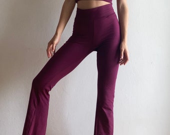 Handgemachte Yogahose dehnbar erhälts Schlaghose weites Bein fließend tanzen Pilates Lounge Festival