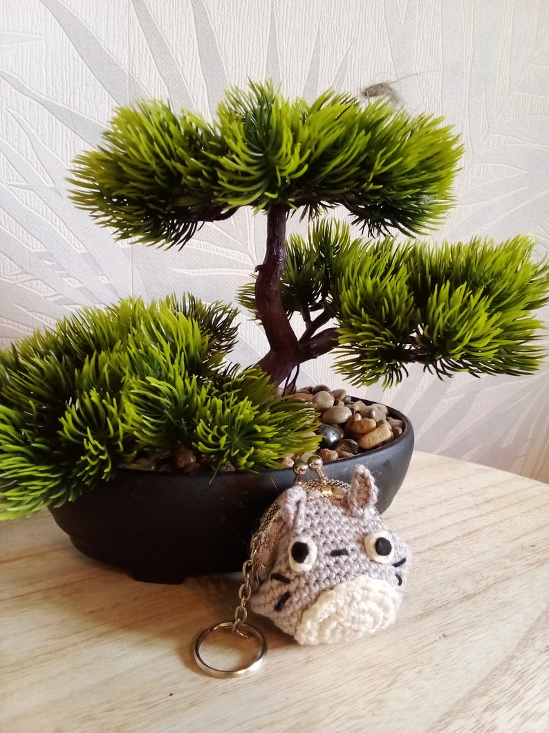 Amigurumi portefeuille Totoro crochet gris cadeau anniversaire fait main Noël image 6