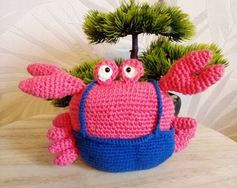 Amigurumi crabe rose bleu en crochet cadeau fait main cadeau de Noël