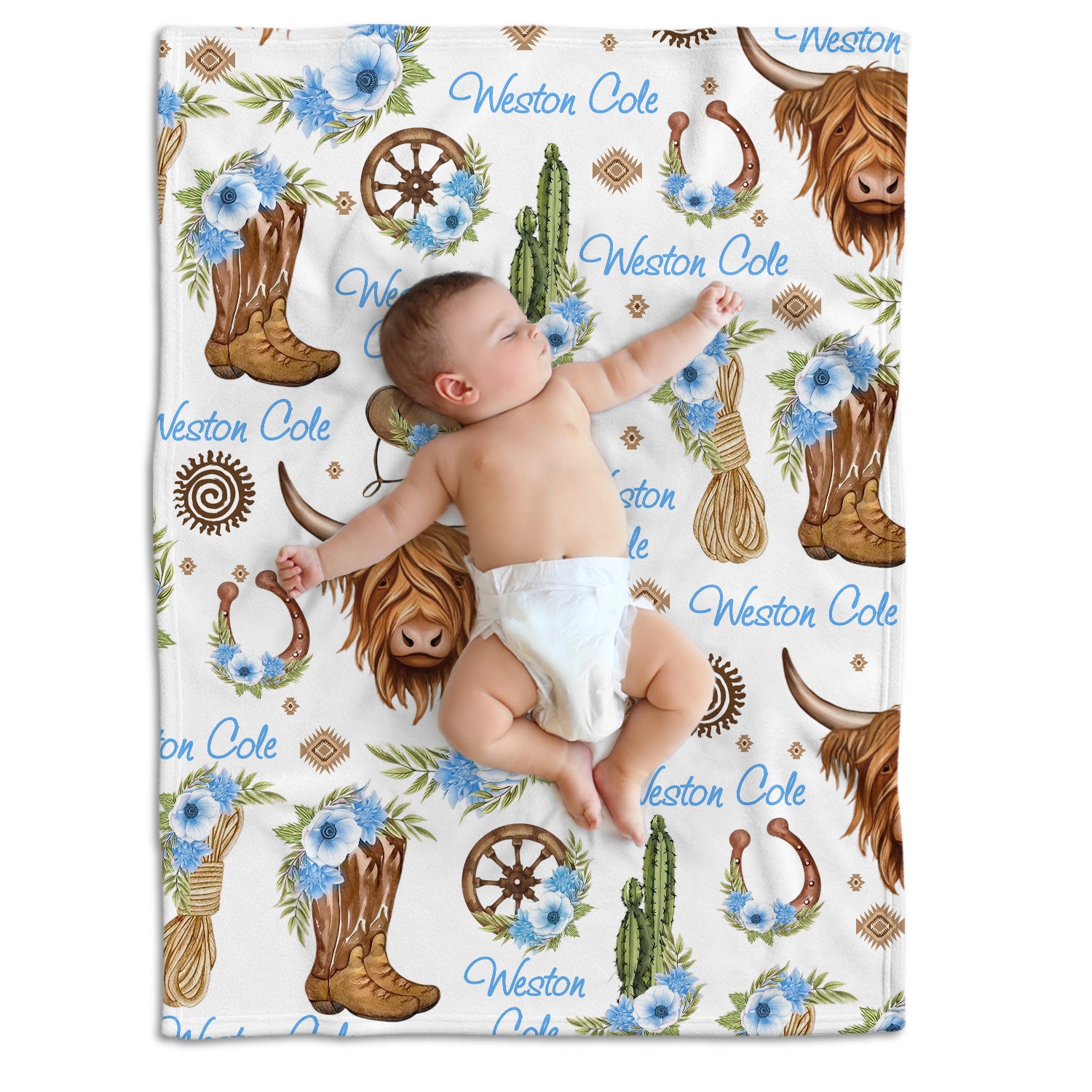 Personalized Cow Baby Blanket Baby Highland Cow Blankets Etsy