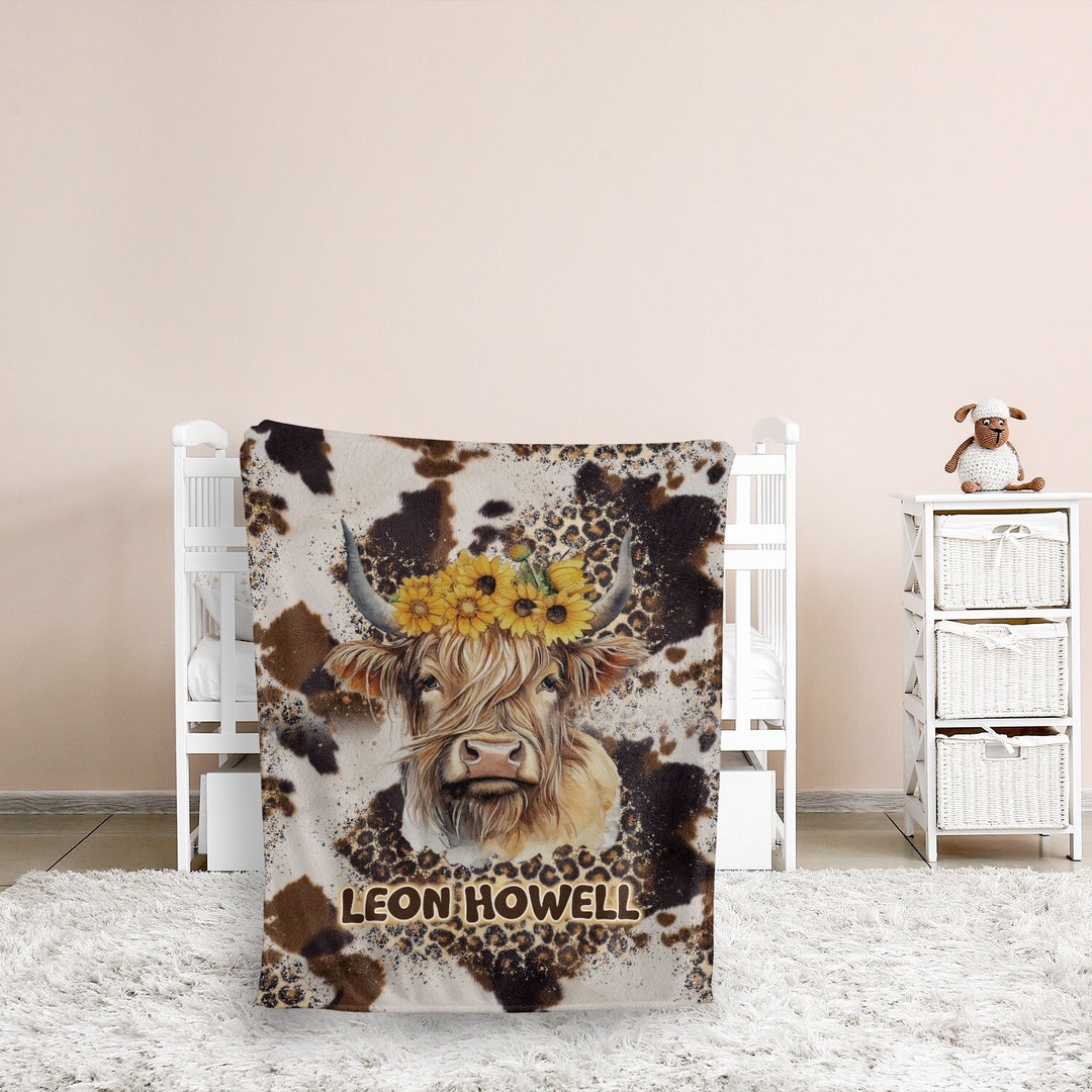 Personalized Cow Baby Blanket Baby Highland Cow Blankets Etsy