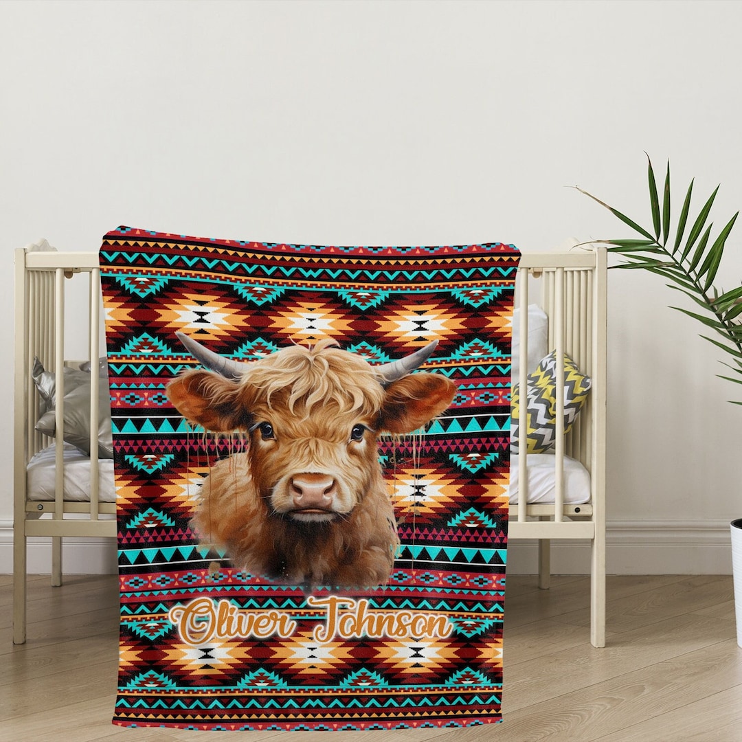 Personalized Cow Baby Blanket Baby Highland Cow Blankets Etsy