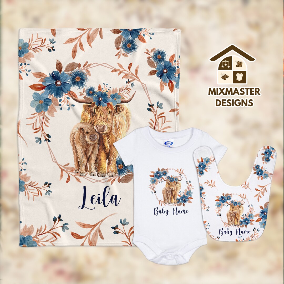 Personalized Cow Baby Blanket Baby Highland Cow Blankets Etsy