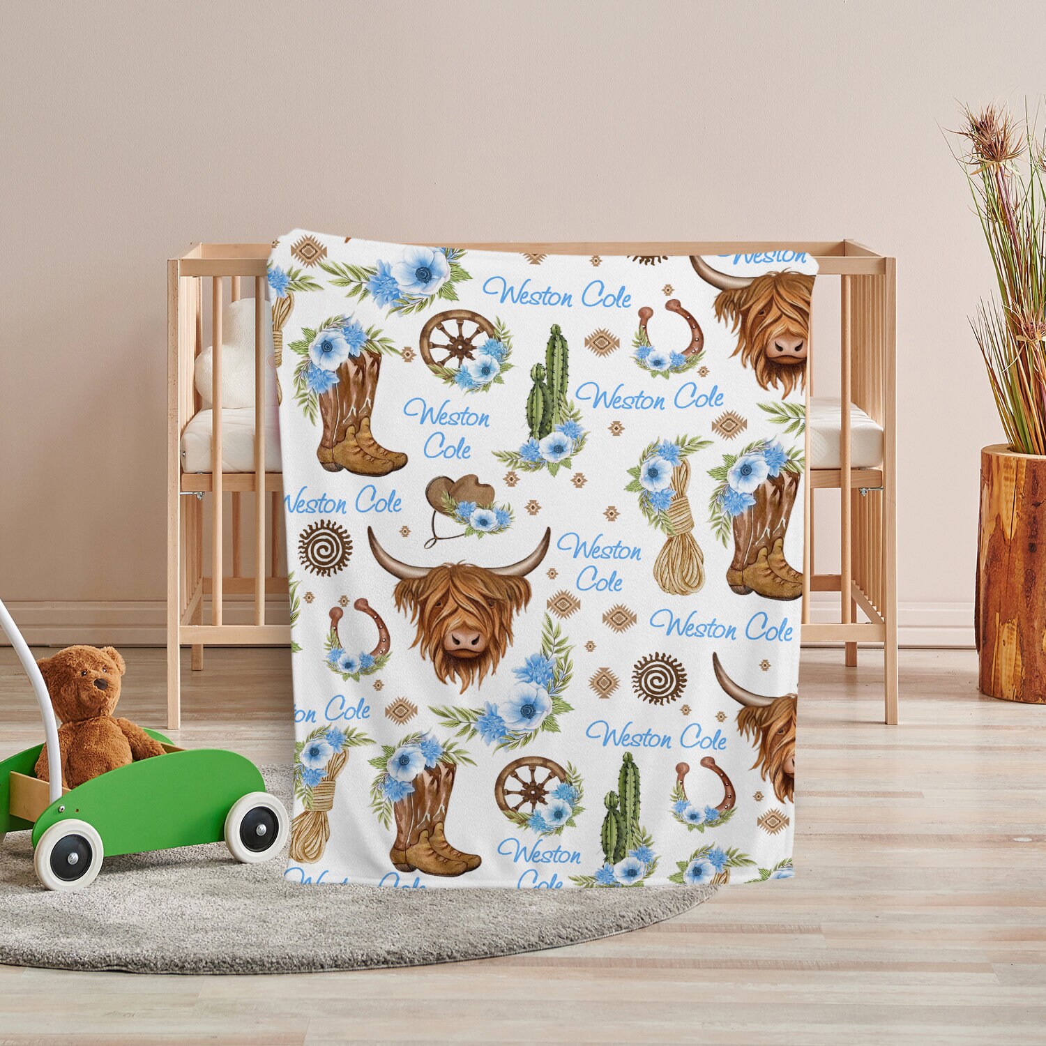 Personalized Cow Baby Blanket Baby Highland Cow Blankets Etsy