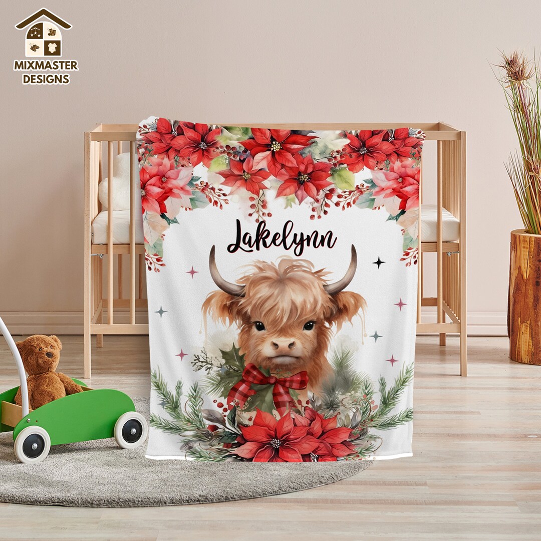 Personalized Cow Baby Blanket Baby Highland Cow Blankets Etsy