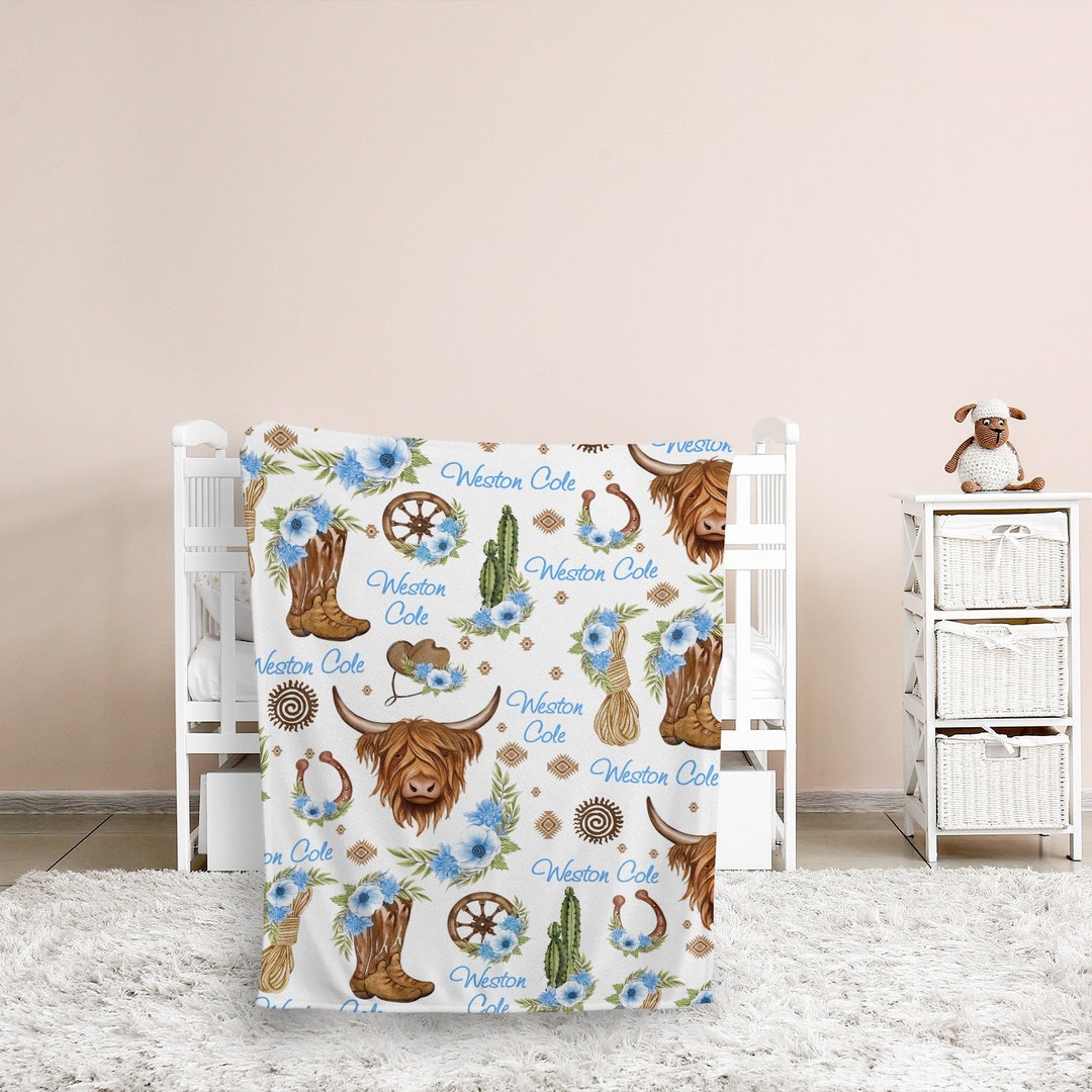Personalized Cow Baby Blanket Baby Highland Cow Blankets Etsy