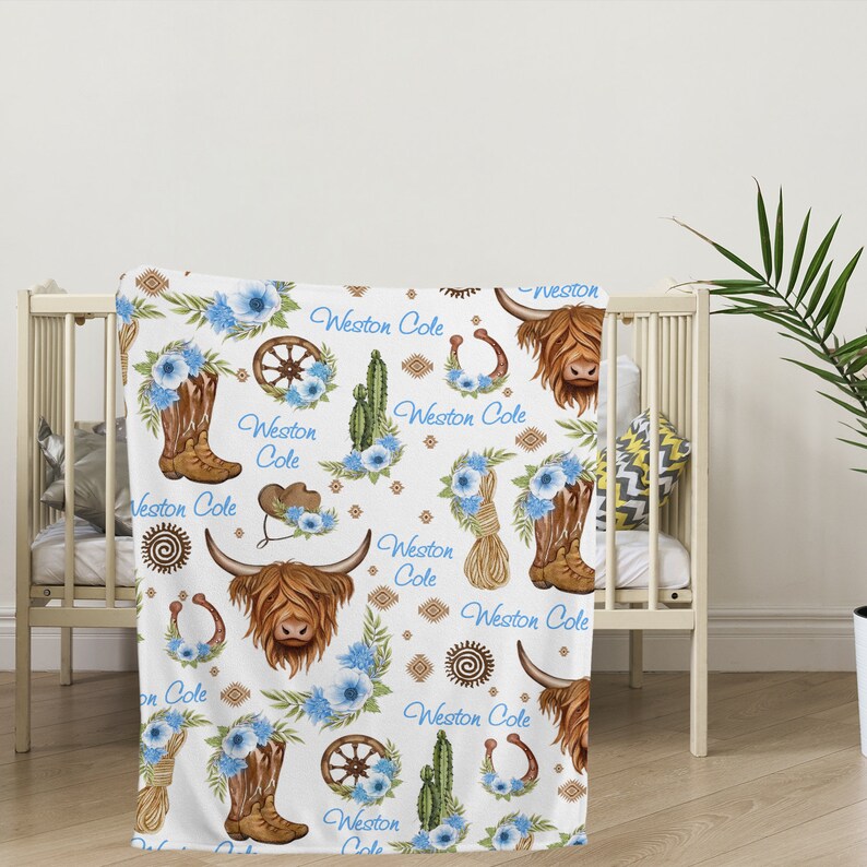 Personalized Cow Baby Blanket Baby Highland Cow Blankets Etsy