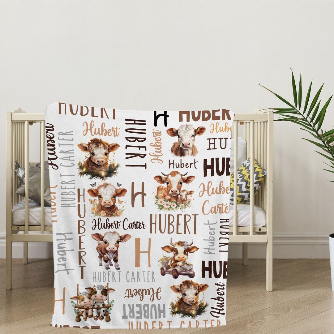 Personalized Cow Baby Blanket Baby Highland Cow Blankets Etsy