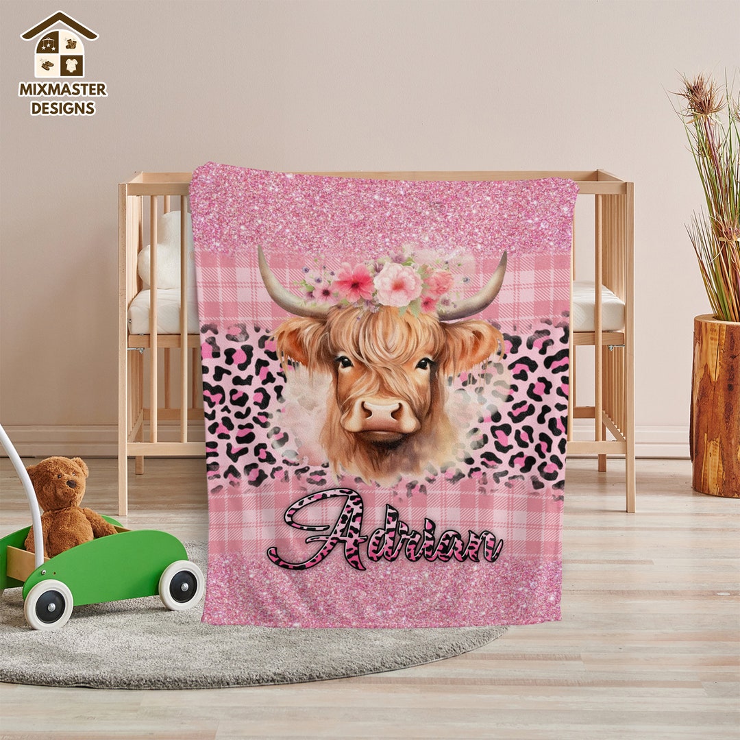 Personalized Cow Baby Blanket Baby Highland Cow Blankets Etsy