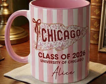Taza personalizada con banderín escolar, regalo de graduación personalizado para la promoción de 2026, regalo para mostrar el orgullo universitario, taza personalizada para máster.