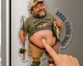 Magnete personalizzato con foto di papà pescatore, magnete personalizzato per frigorifero, regalo divertente per la figura paterna, regalo di compleanno per marito e papà