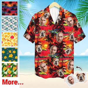 Personalized Hawaiian Shirt with Face for Men Women Kids, Pet, Custom Hawaiian Shirt, Custom Dog Hawaiian, All Over Print Father&#39;s Day Shirt