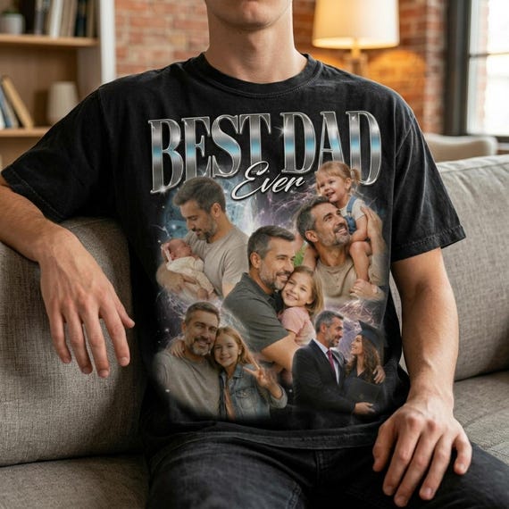 Custom Dad Portrait Shirt, Best Dad Ever Shirt, Custom Father's Day Gifts, Fathers Day 2026 Shirt, Dad And Kids Shirt, Custom Dad Tee